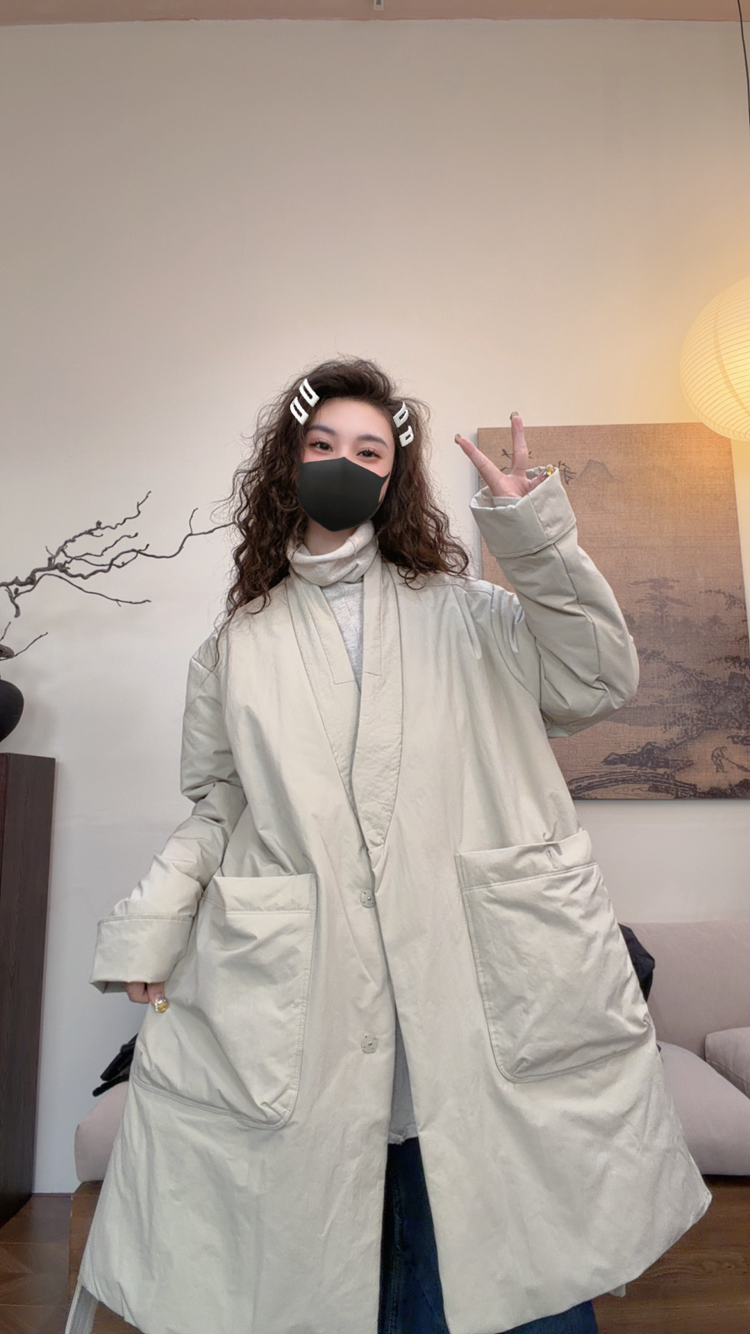 museguhui/木色古汇2586#长袖保暖秋冬单排扣气质纯色羽绒服