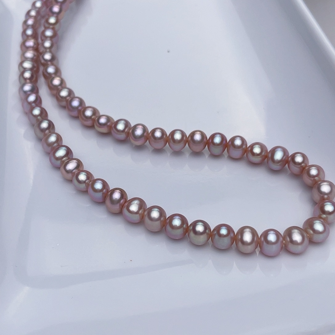 淡水珍珠颈饰银S925镶嵌6-7mm