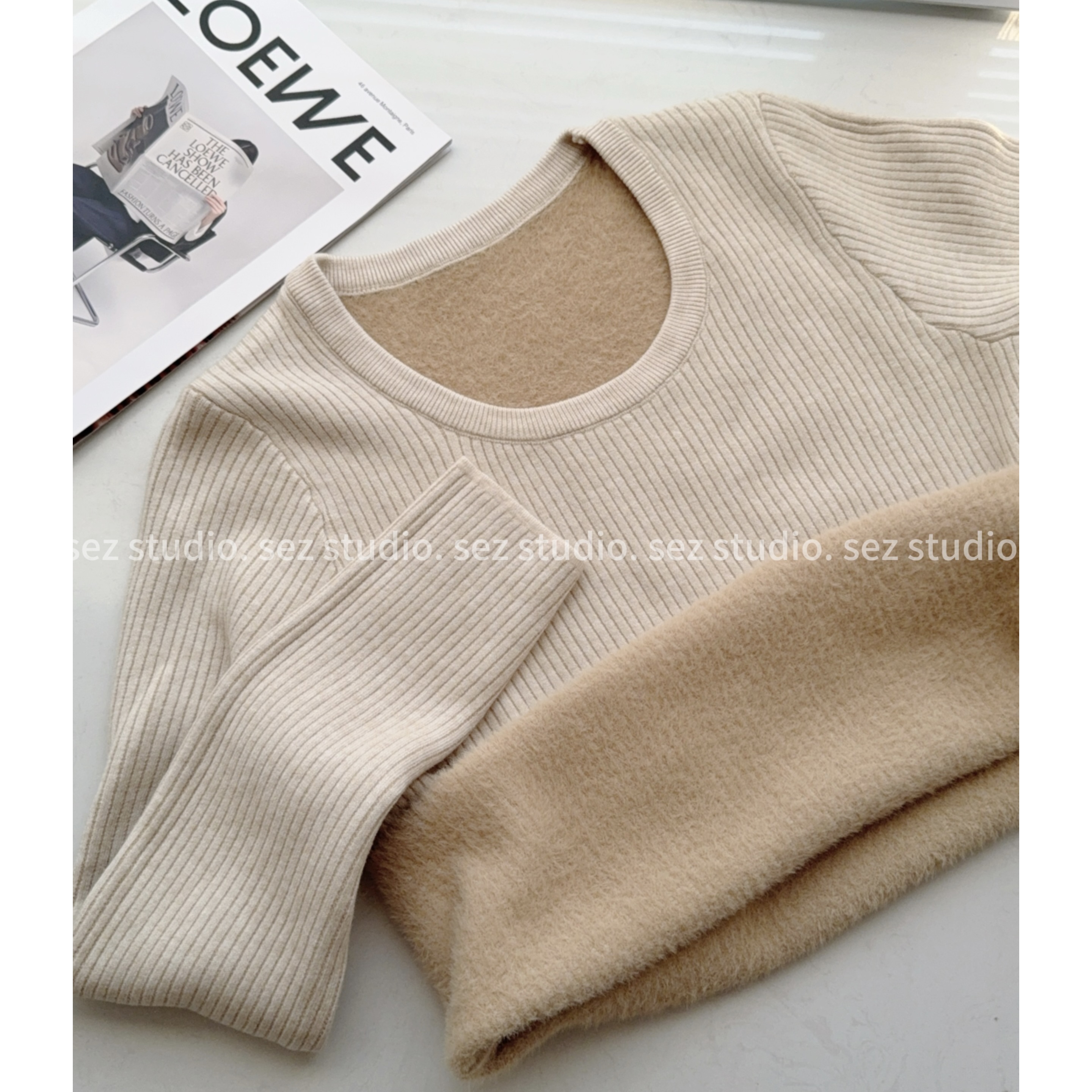 秋冬新款软糯修身圆领安迪绒针织衫毛衣女长袖保暖内搭打底衫上衣