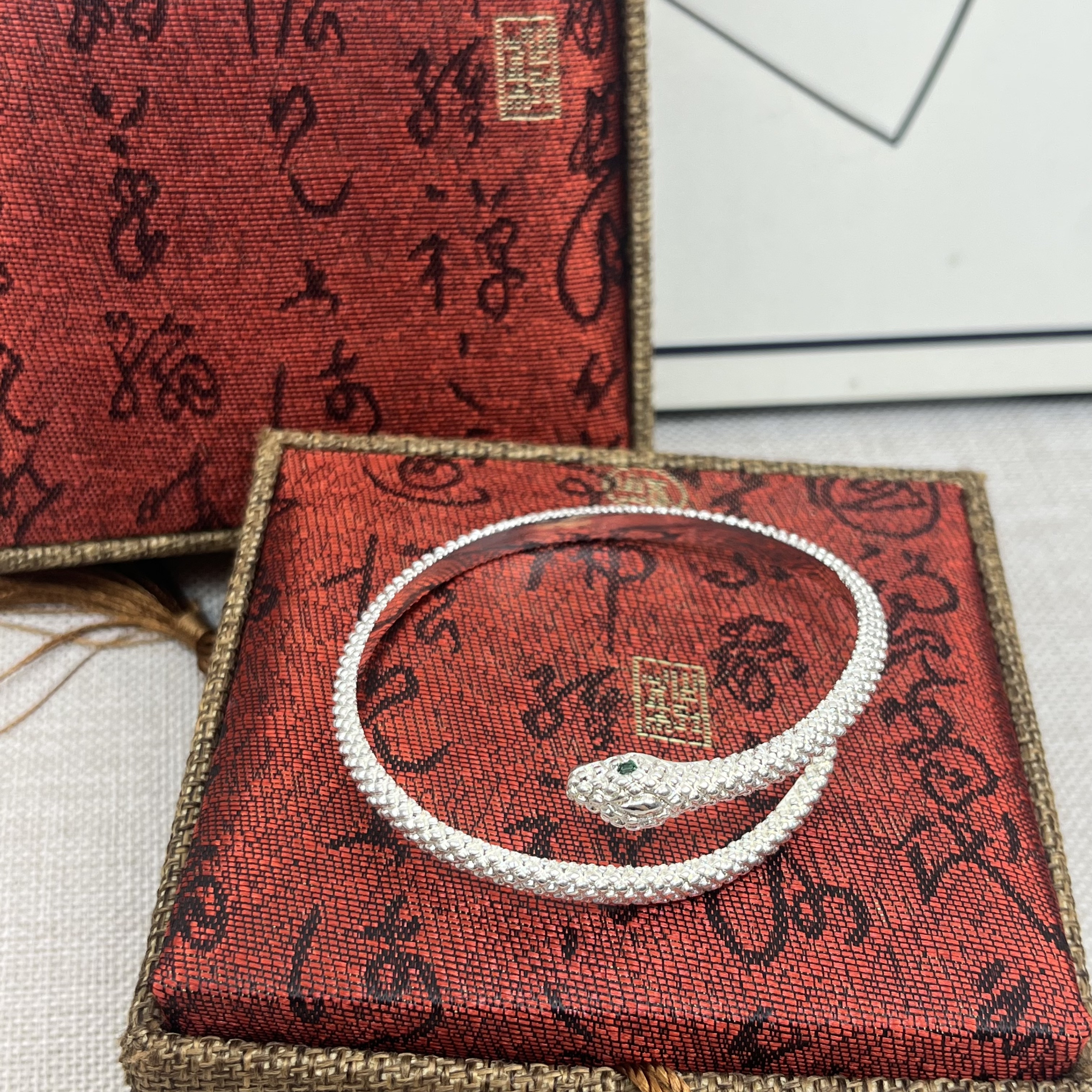 足银手镯 【S163】 开口蛇手镯时尚百搭经典单圈