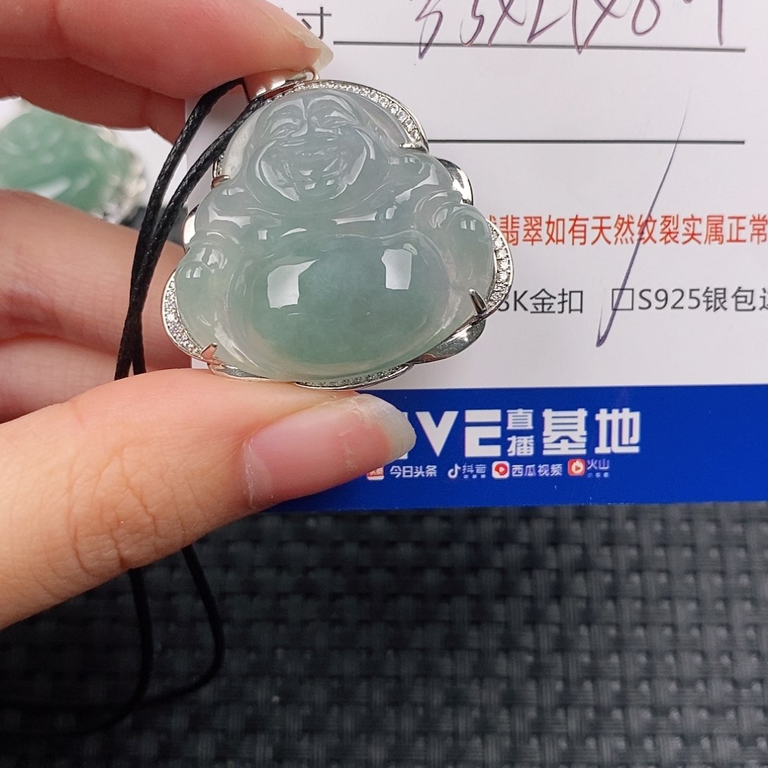 颈饰银S925镶嵌翡翠佛公
