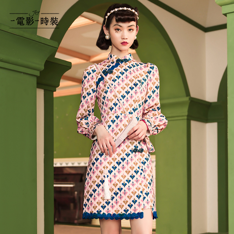【珊珊专属】一电影一时装印花旗袍连衣裙女小众气质FCJL132491
