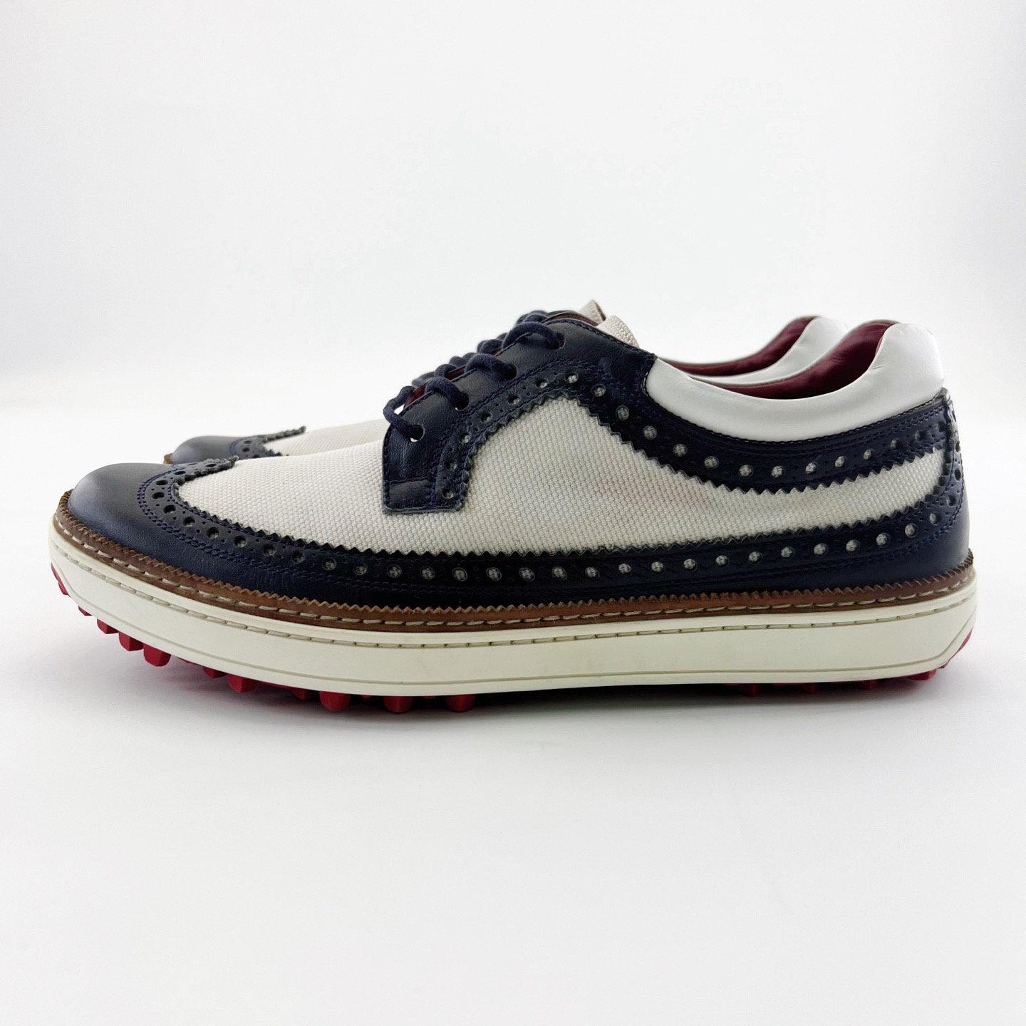 95新 GUCCI/古驰 41.5码/黑白拼色系带低帮平底休闲鞋/15454219