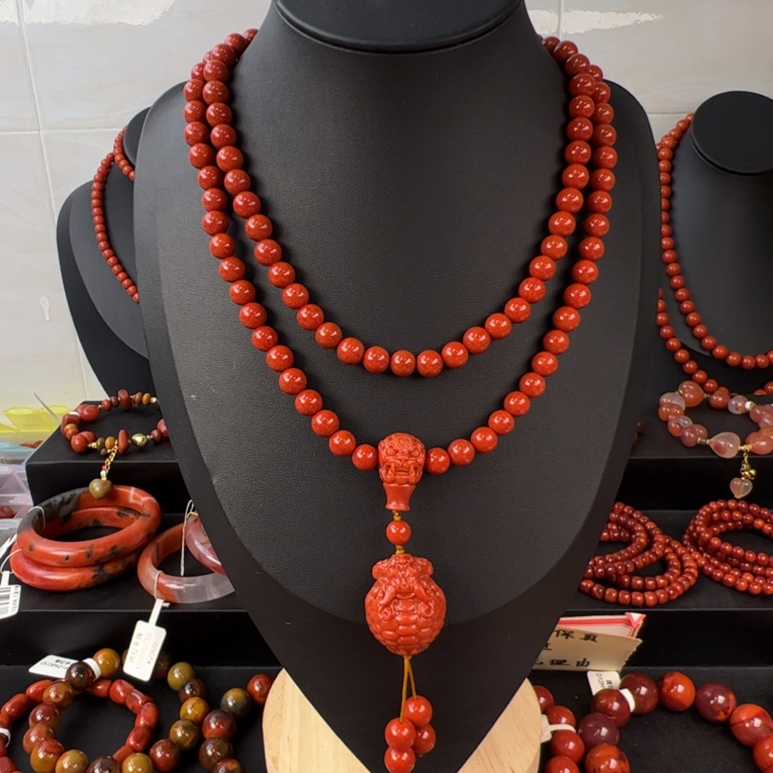 南红玛瑙未镶嵌（满肉毛衣链、长链8mm+）