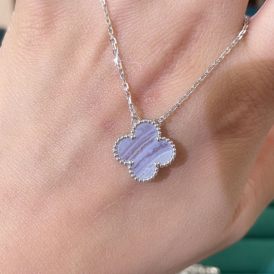 玛瑙/玉髓18K金镶嵌颈饰紫色玉髓项链