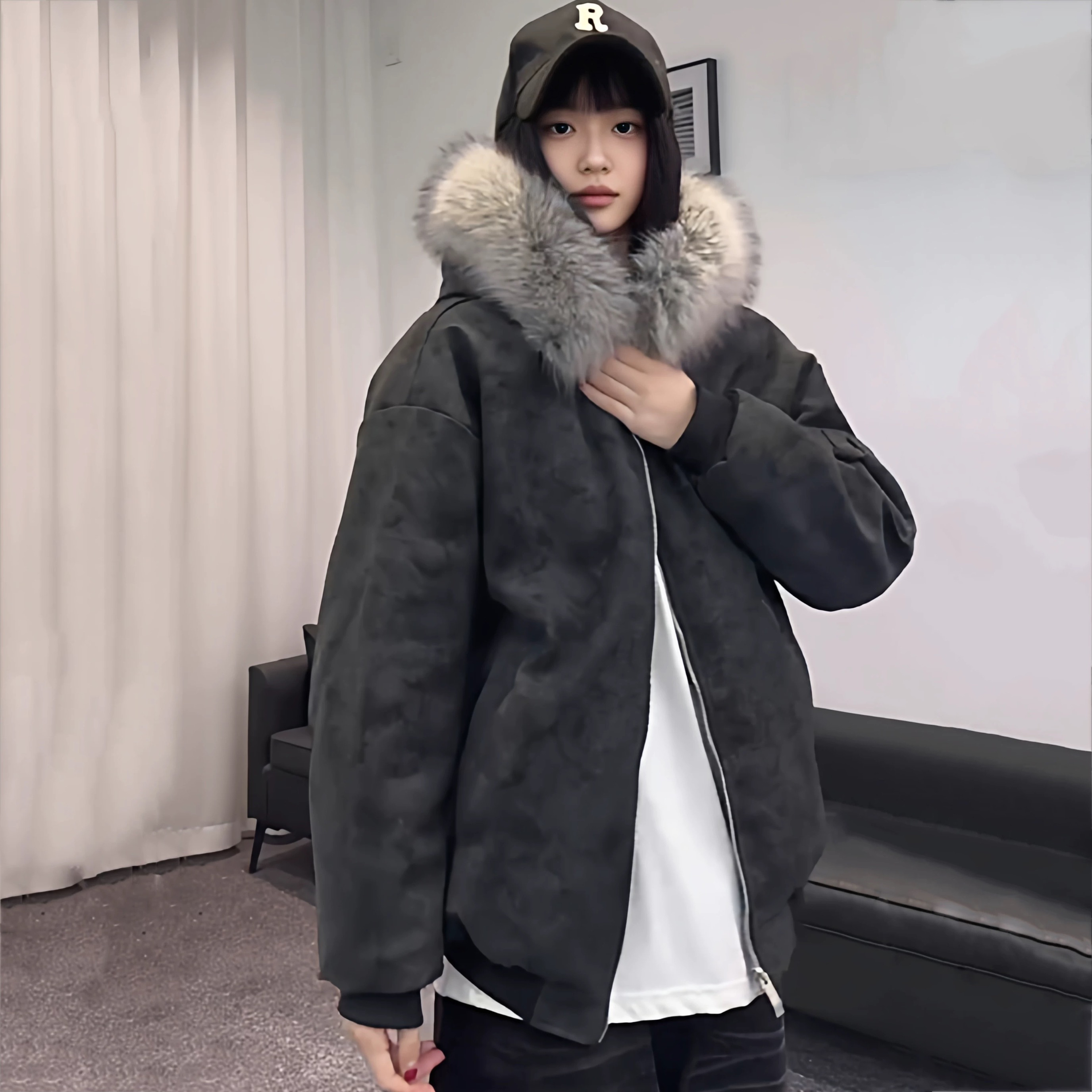 7180大毛领加厚派克外套b5-2