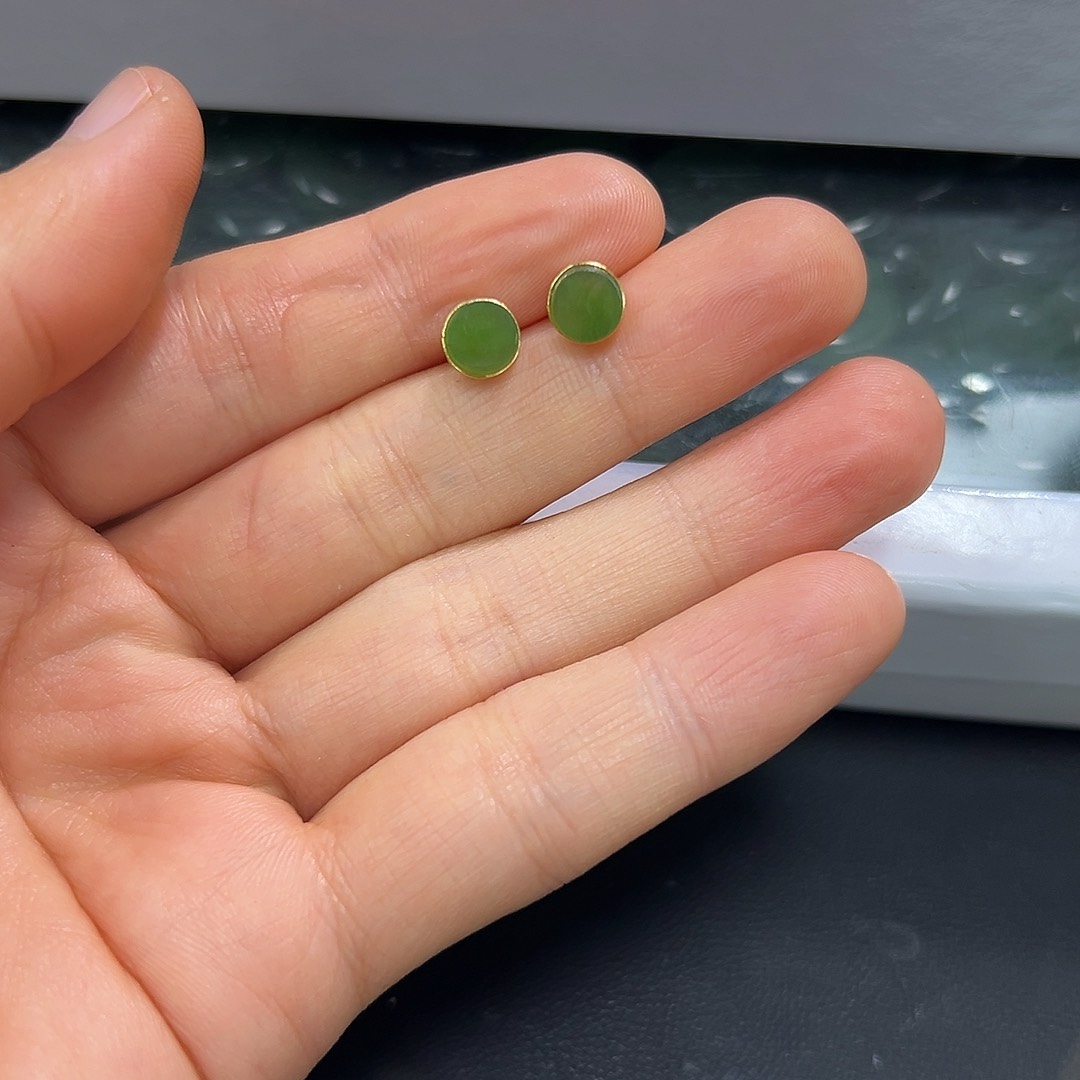 银S925镶嵌和田玉耳饰