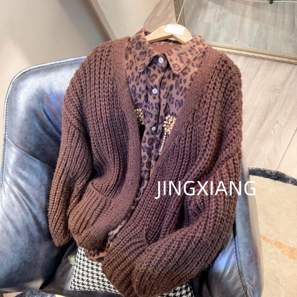 AOSER慵懒风加厚款女装通勤气质百搭时尚女毛针织衫毛衣外套24033