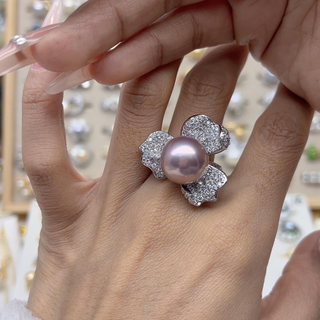 ****卡合金淡水珍珠戒指