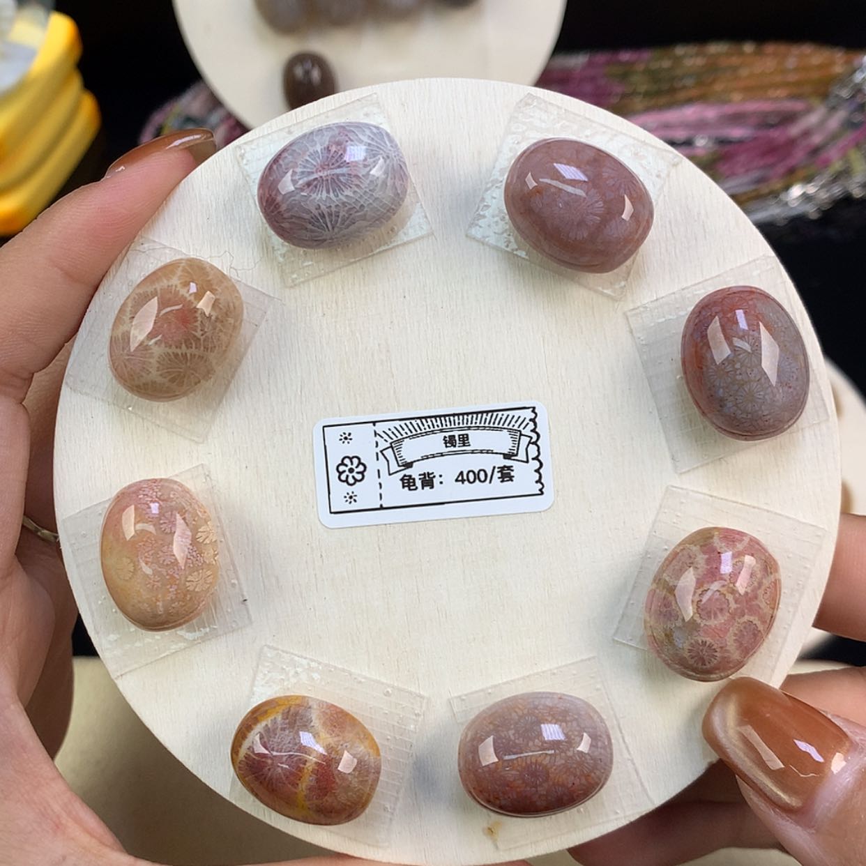 【闪购商品】未镶嵌手链硅化珊瑚（珊瑚玉）红彩龟背原400漏（27号）