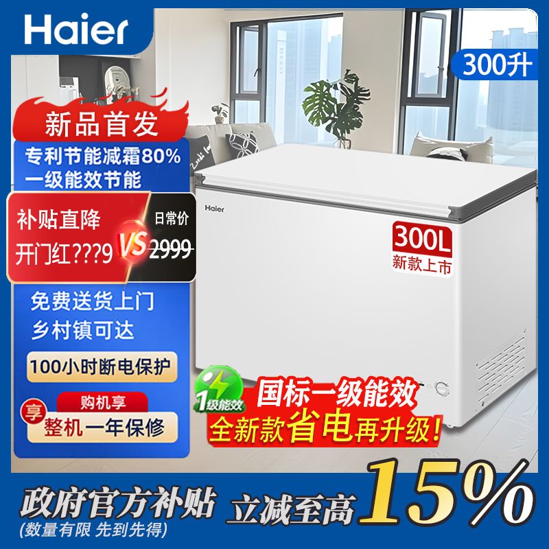 Haier/海尔300升大容量商用家用冷藏冷冻小型速冻冰柜一级节能