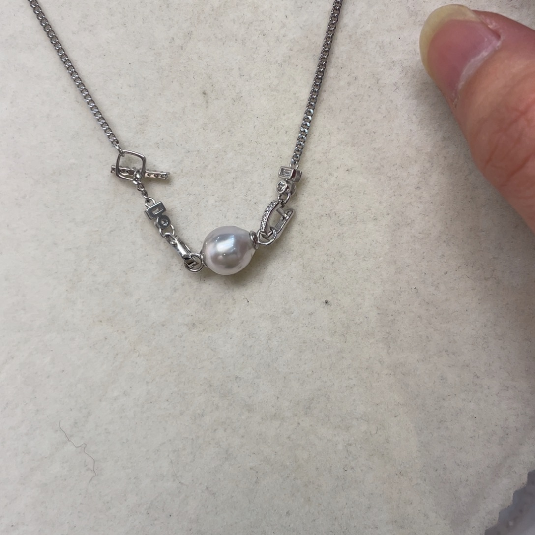 海水珍珠项链银S925镶嵌