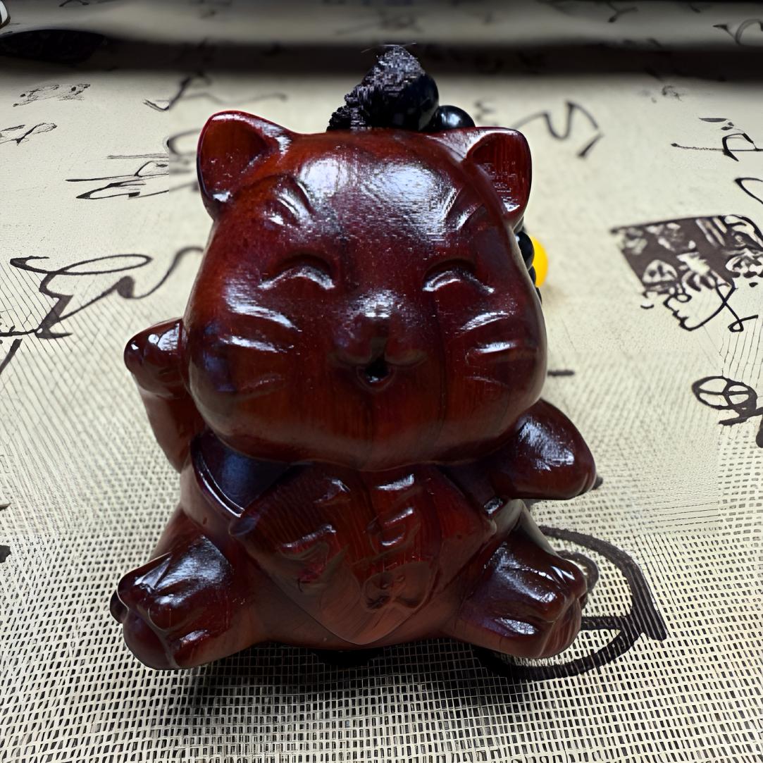 非洲紫檀木[招财猫]精品挂件手把件摆件
