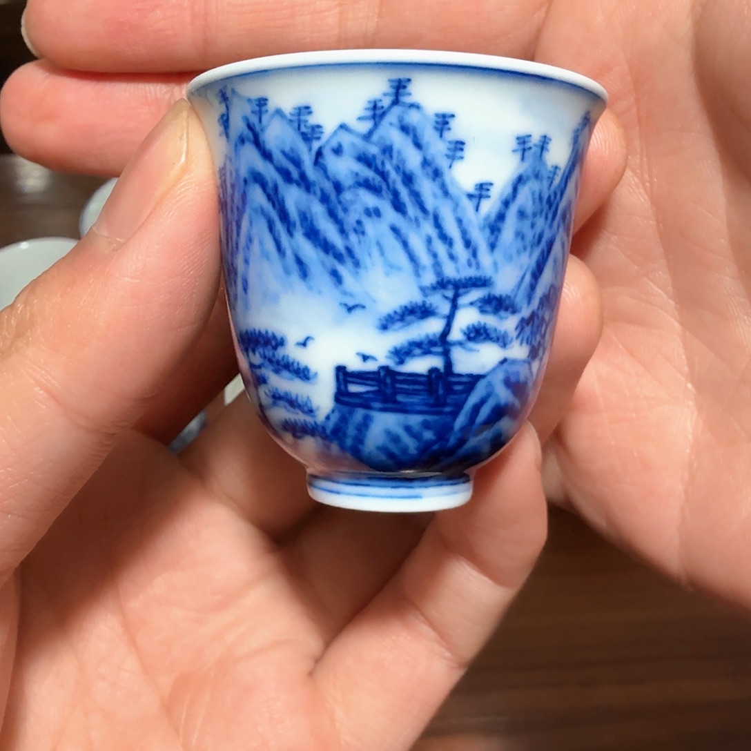 釉下青花柴窑单杯