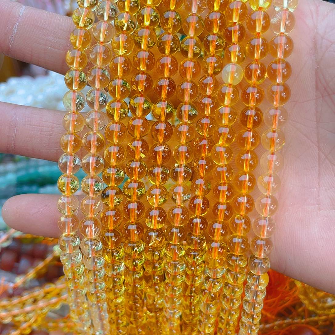 玛瑙/玉髓珠宝半成品未镶嵌黄水晶1条卡6