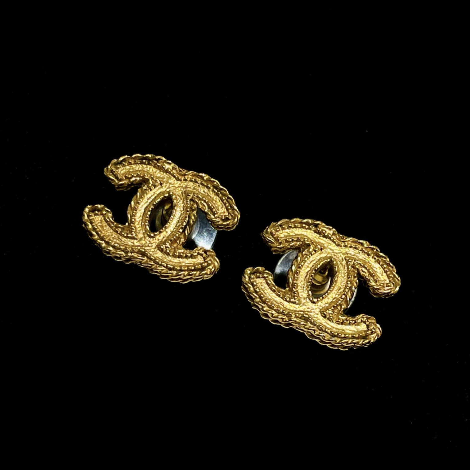 95新 Chanel/香奈儿 11A拜占庭金色编织双C耳钉71834109