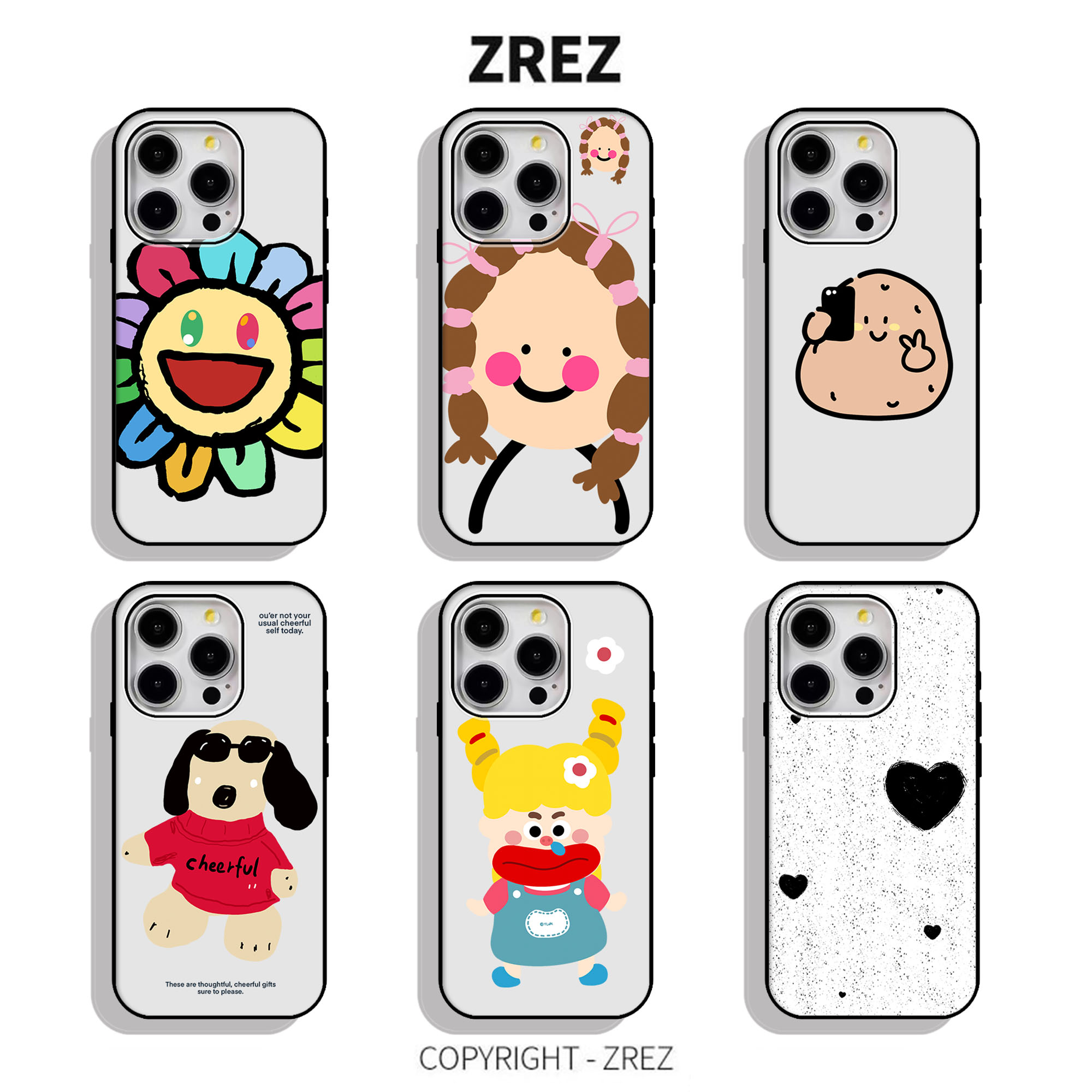  ZREZ 原创 [ 黑色爱心 ] 适用苹果iPhone16ProMax防摔个性手机壳