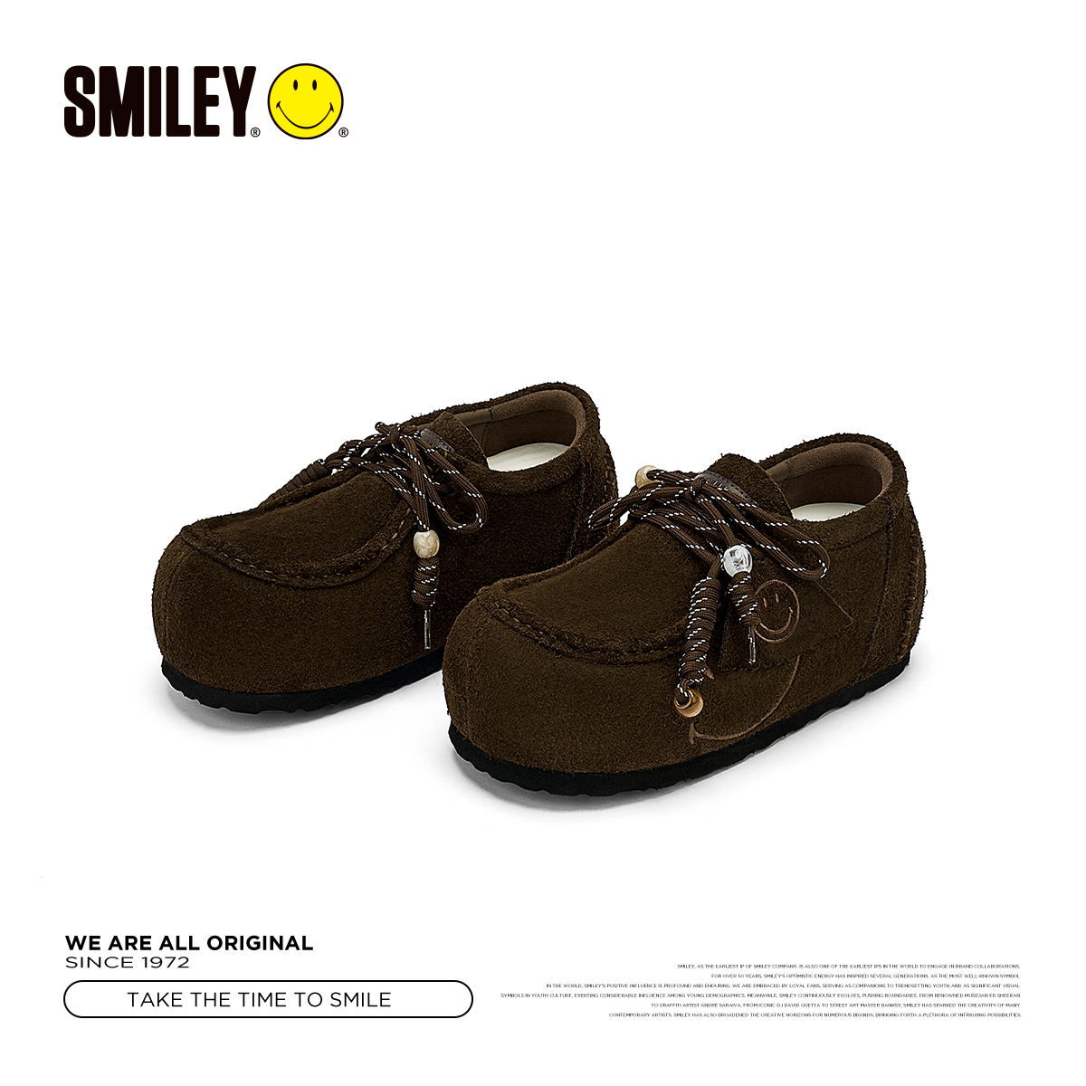 SMILEY笑脸四季款女士防滑增高圆头厚底袋鼠鞋秋季单鞋英伦风时尚