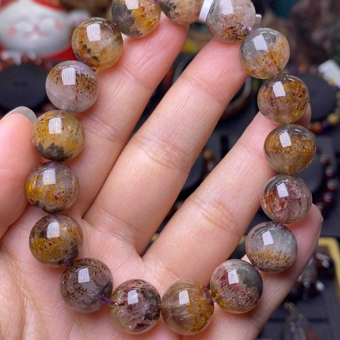 水晶A012老矿黄金极光单圈12m未镶嵌