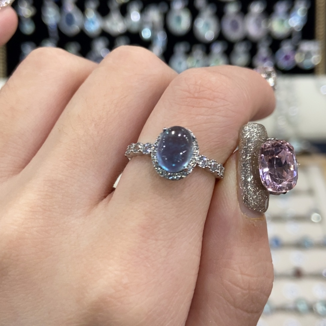 海蓝宝石戒圈银S925镶嵌