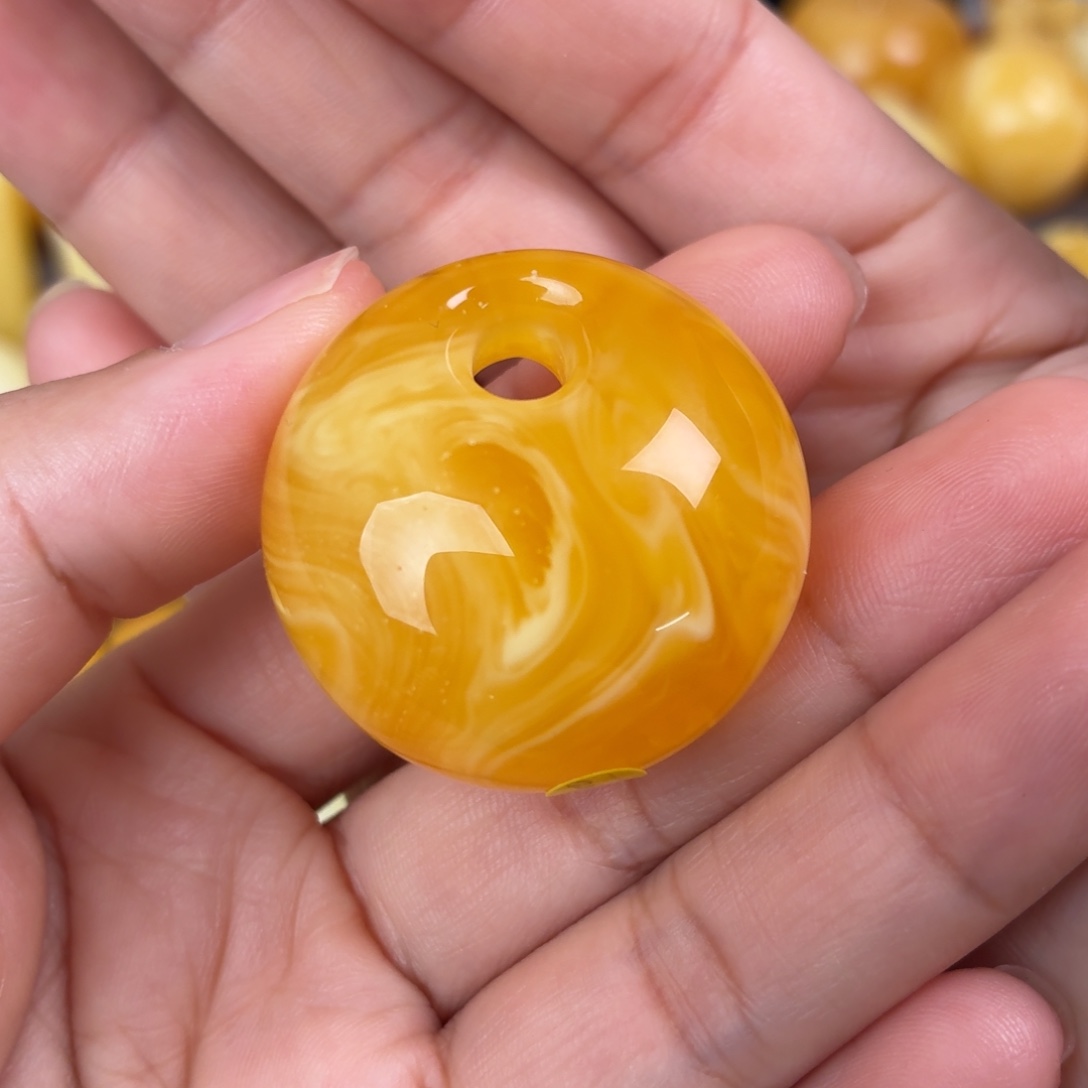 蜜蜡未镶嵌吊坠(不含链)溶洞拉丝公主扣