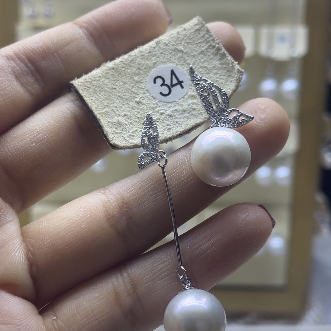 淡水珍珠耳饰银S925镶嵌