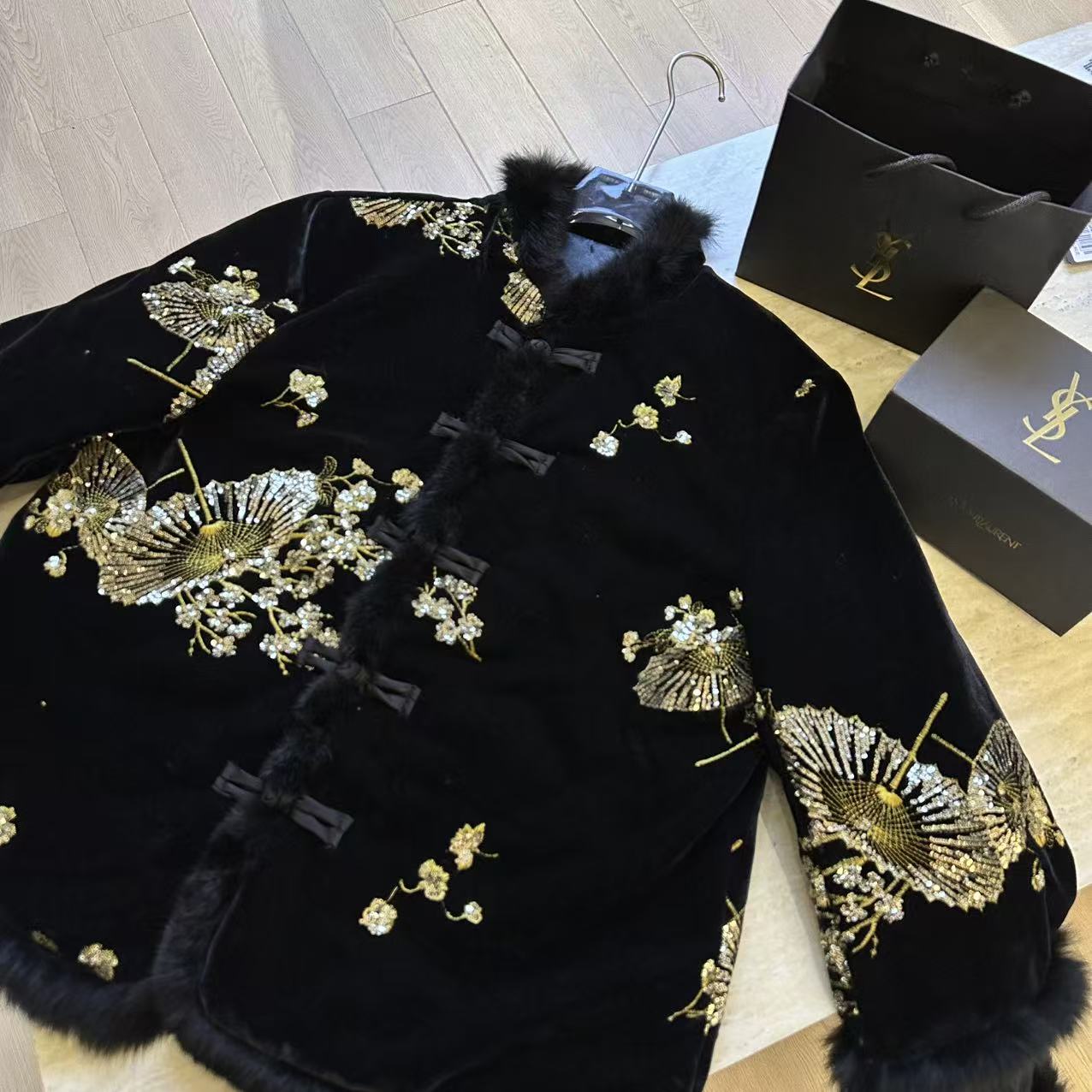 【枝桂】新中式女装真丝绒织金刺绣女士秋冬显白显贵百搭