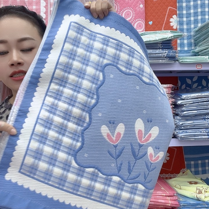 棉蓝色三朵花纯棉