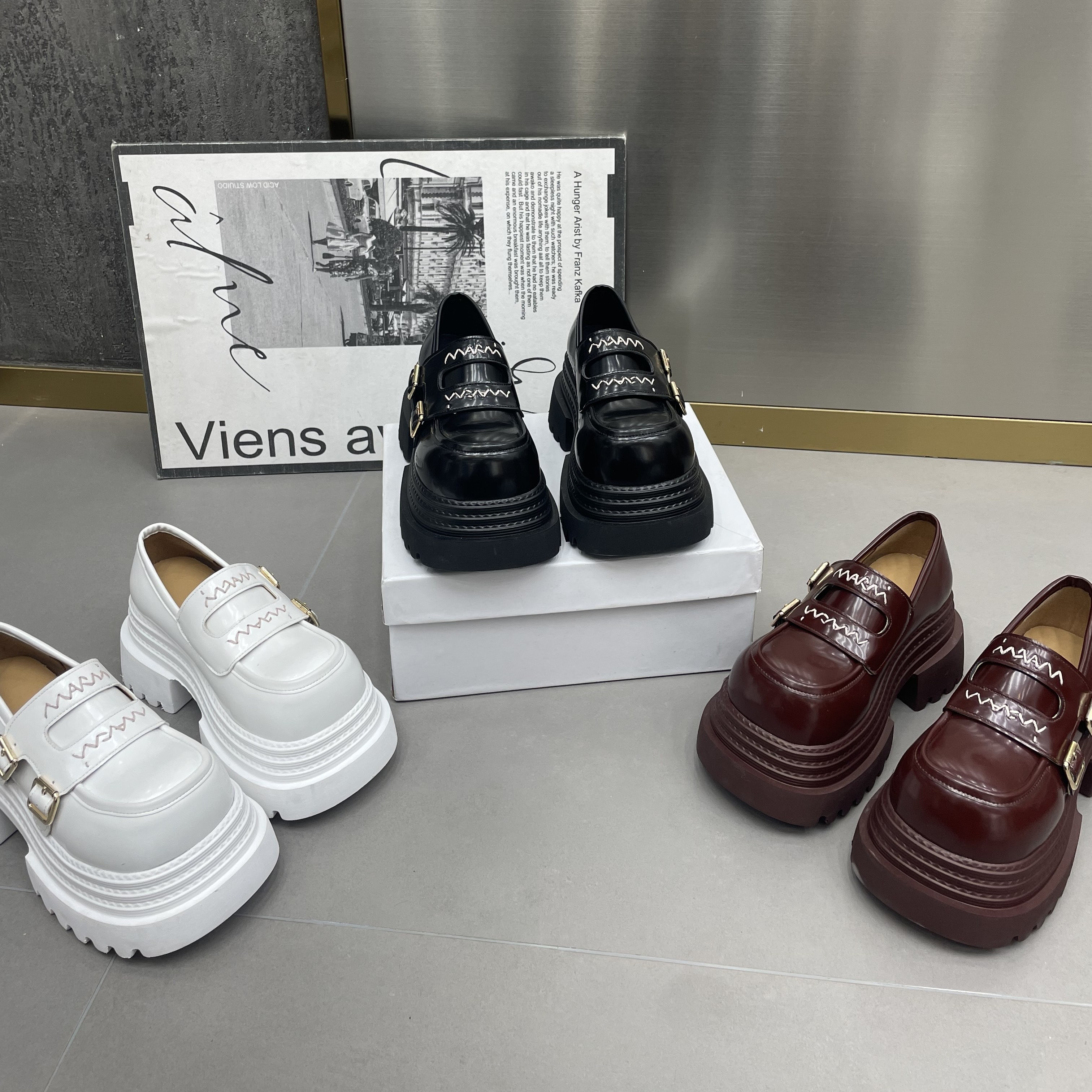 MSDD【跟高8厘米】浅口高跟法式乐福鞋休闲厚底百搭春季学院风时尚