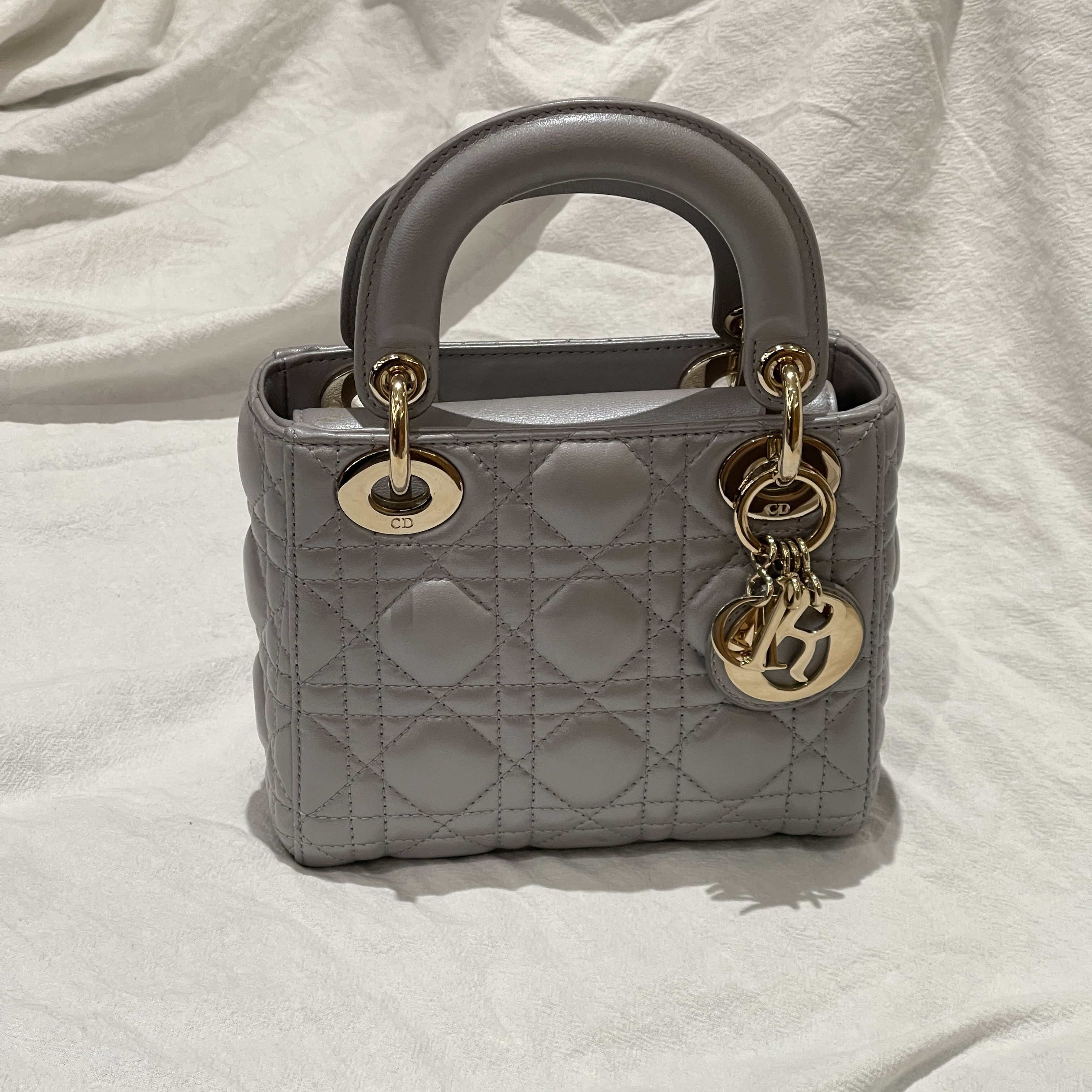 95新 DIOR/迪奥 Dior 三格戴妃包 珠光灰