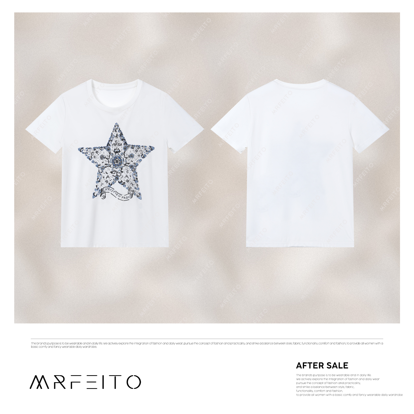 【五角星】2025春季新款花朵五角星时尚透气女T恤H116TX01D30678