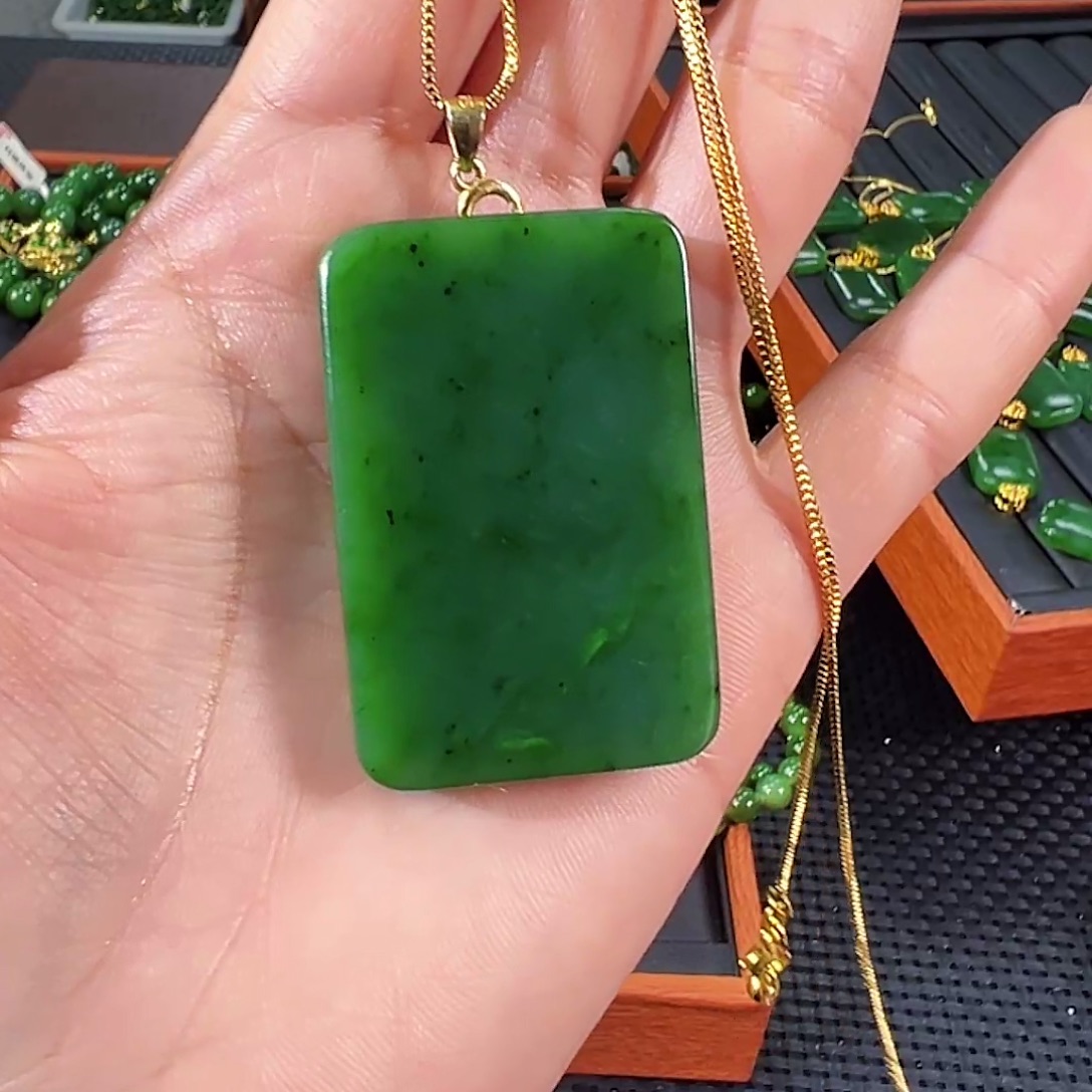 和田玉（碧玉）银S925镶嵌颈饰