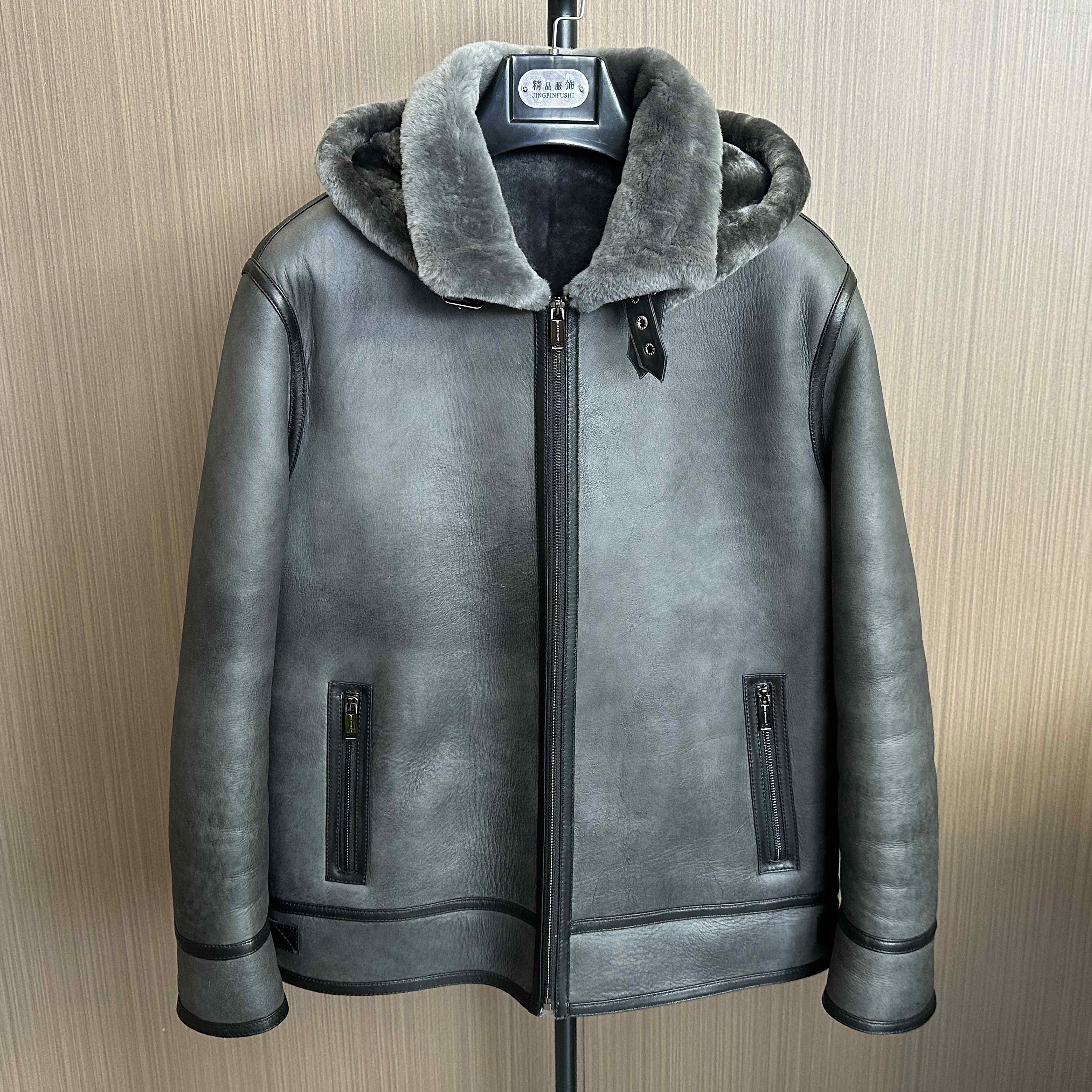 商务休闲原生态羊皮皮毛一体进口美利奴男士冬季保暖加厚时尚真皮