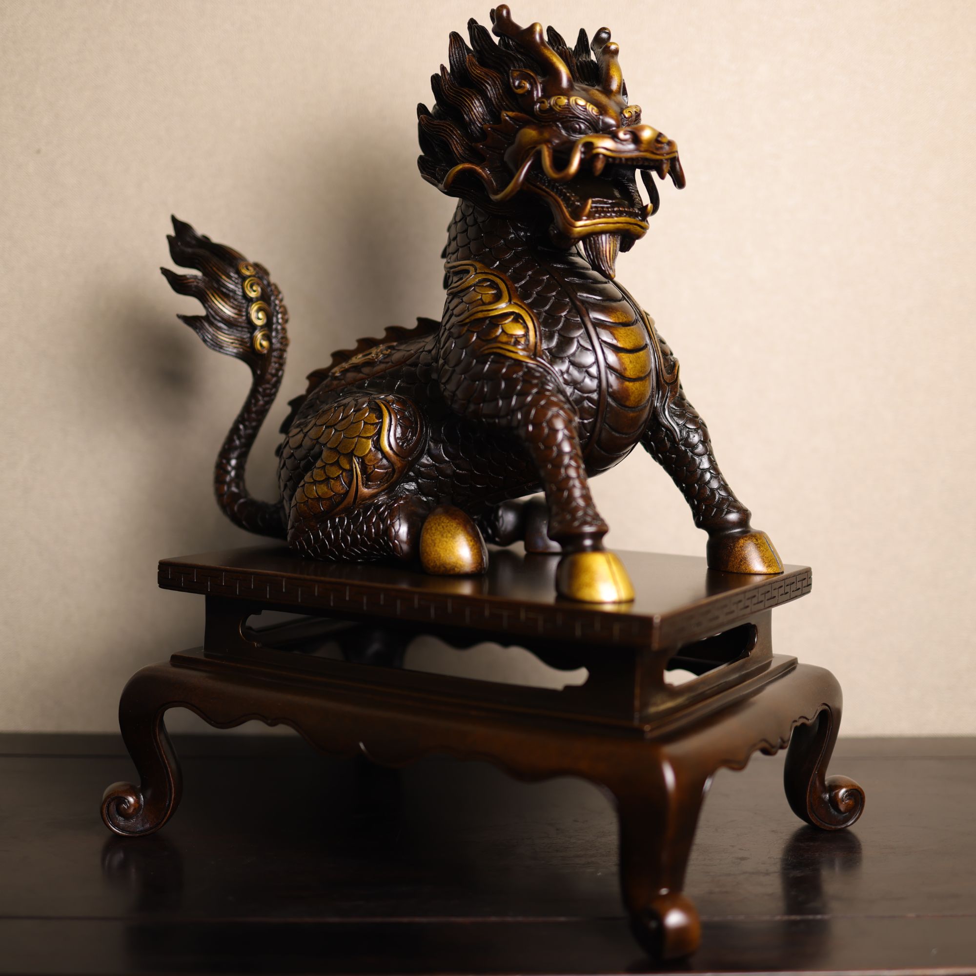 赵玉保原创手工铜香炉麒麟家用铜麒麟定制麒麟铜摆件