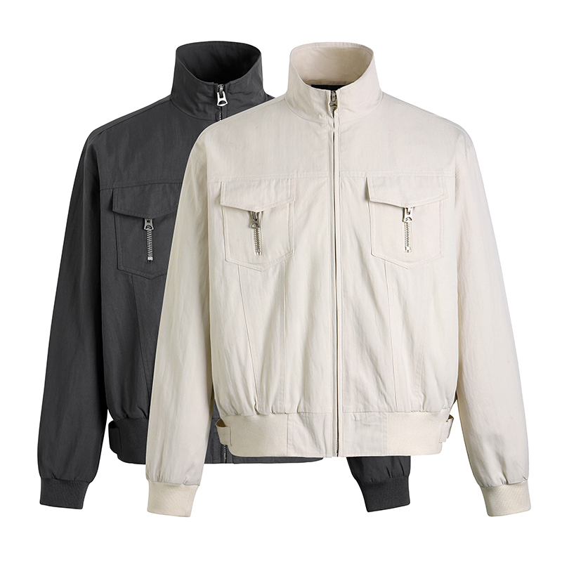 GOSNACE/GOS胸口竖拉链cleanfit立领夹克外套