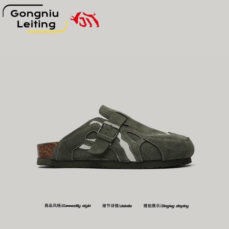 【小众不撞鞋】德国公牛雷霆2025秋季新款时尚勃肯鞋男绿色穆勒拖鞋