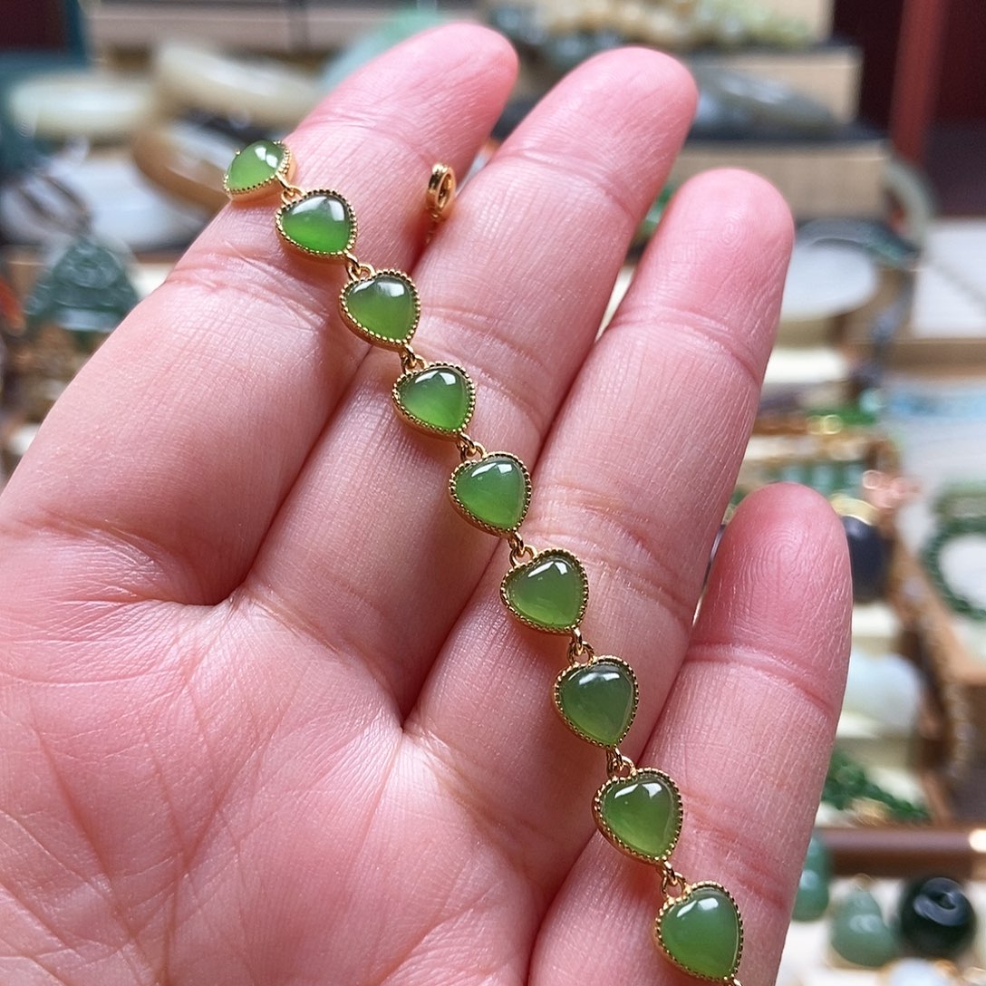 银S925镶嵌手链和田玉