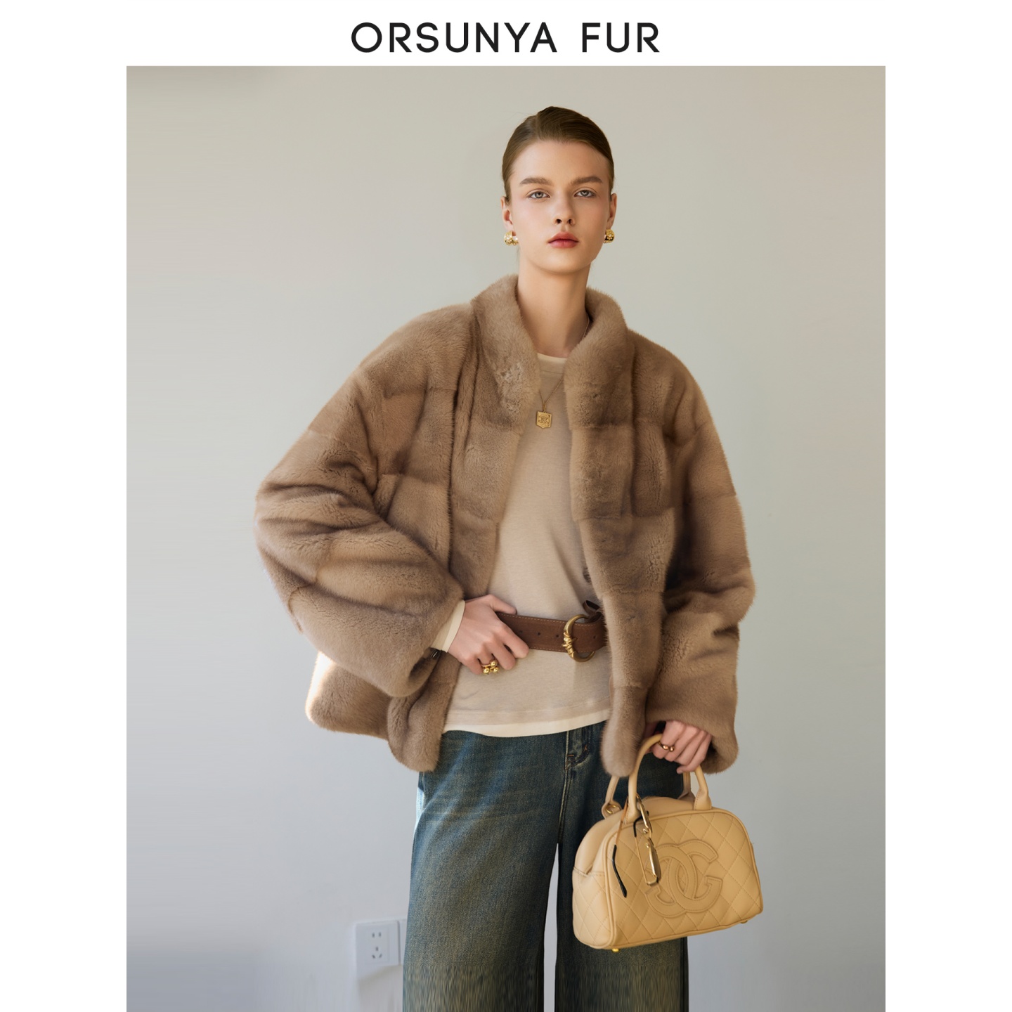 “暮韵貂”进口紫标水貂女皮草横排貂皮大衣外套年轻冬ZD105Y024