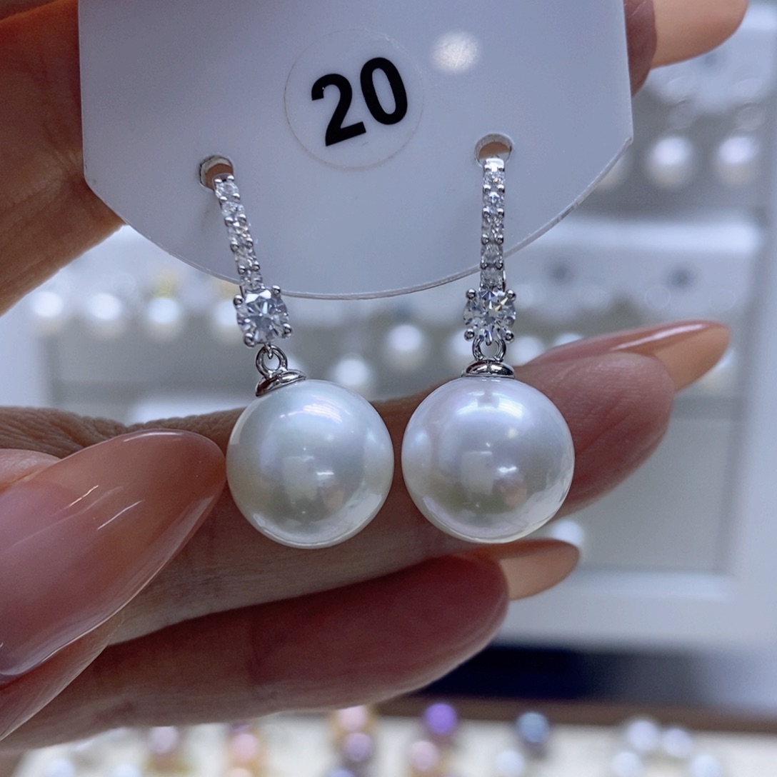 淡水珍珠耳饰银S925镶嵌