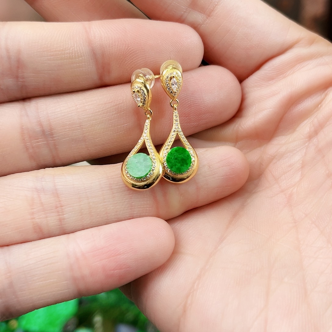 翡翠颈饰银S925镶嵌耳饰