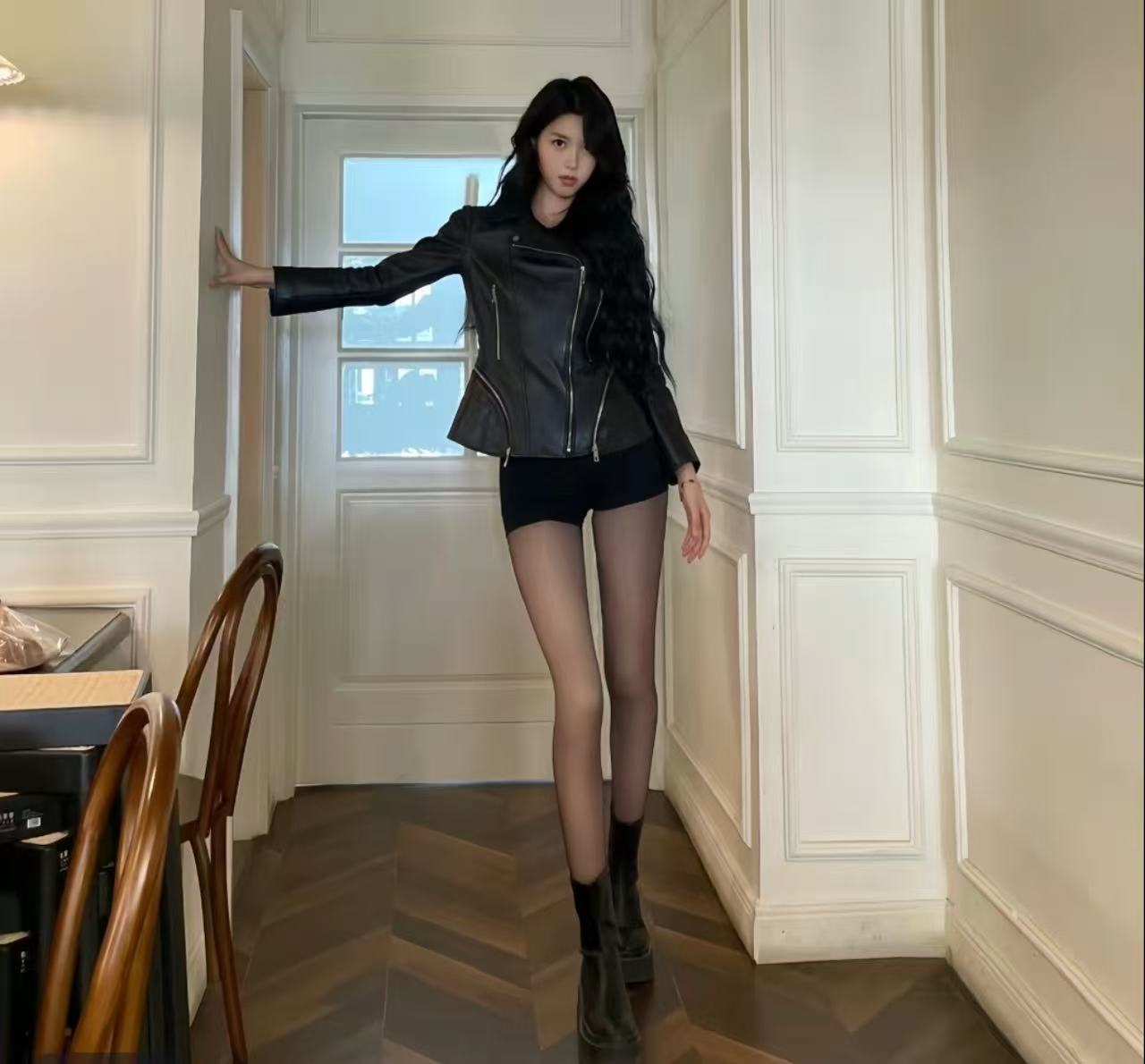 【马姐专享】单层一体2025年水光黑透肤高腰厚款女打底裤显瘦提臀