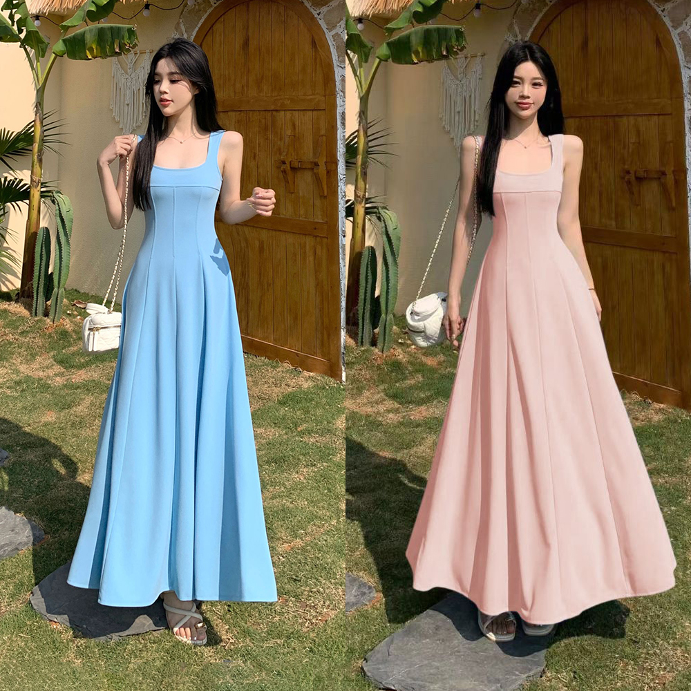 大码法式气质吊带连衣裙女新款新中式显瘦优雅礼服裙背带长裙