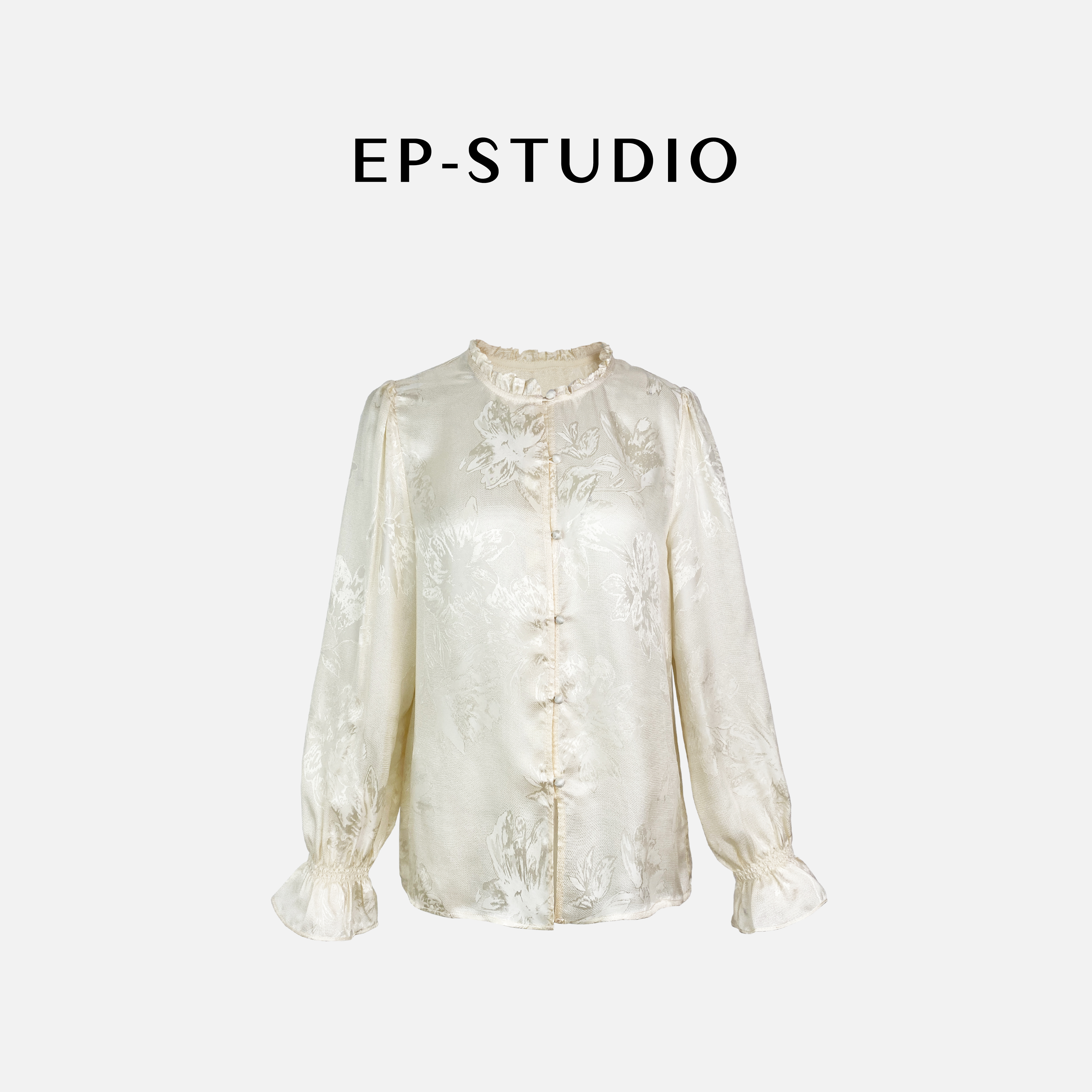 【招展】早春新款100%真丝提花衬衫5C9575