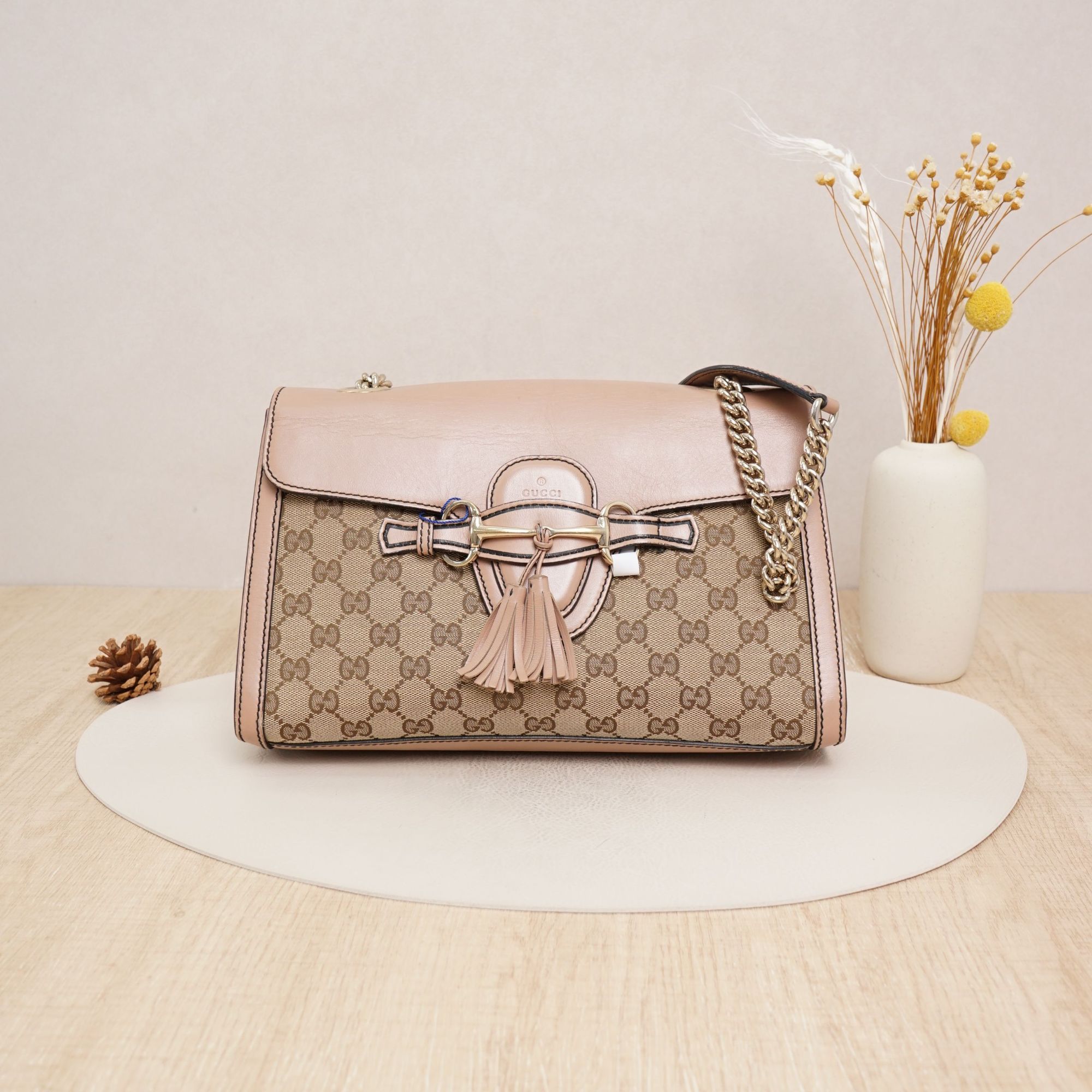 95新 GUCCI/古驰 古驰Emily单肩包老花裸色/DS036339