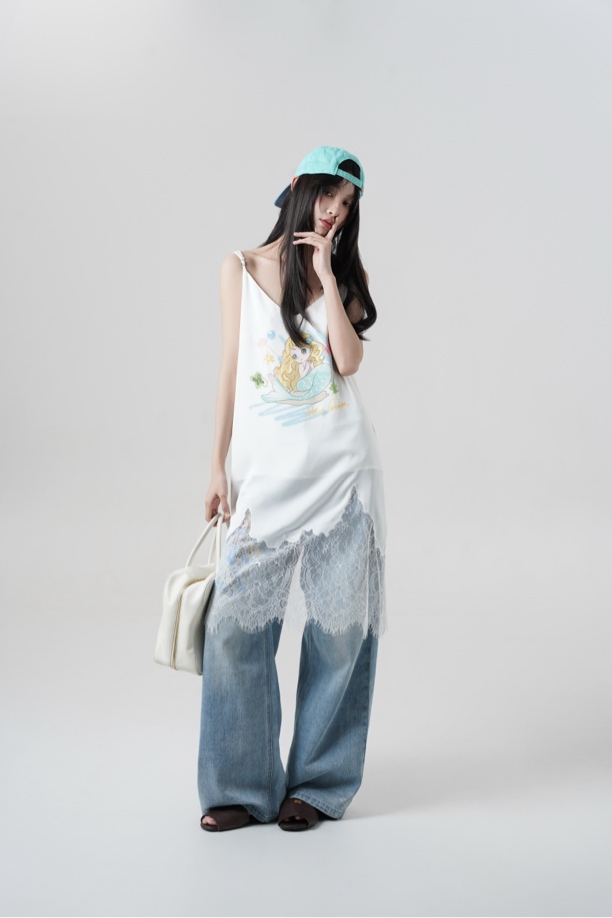 Mto Quinn |明星同款25SS新品美人鱼蕾丝拼接吊带连衣裙