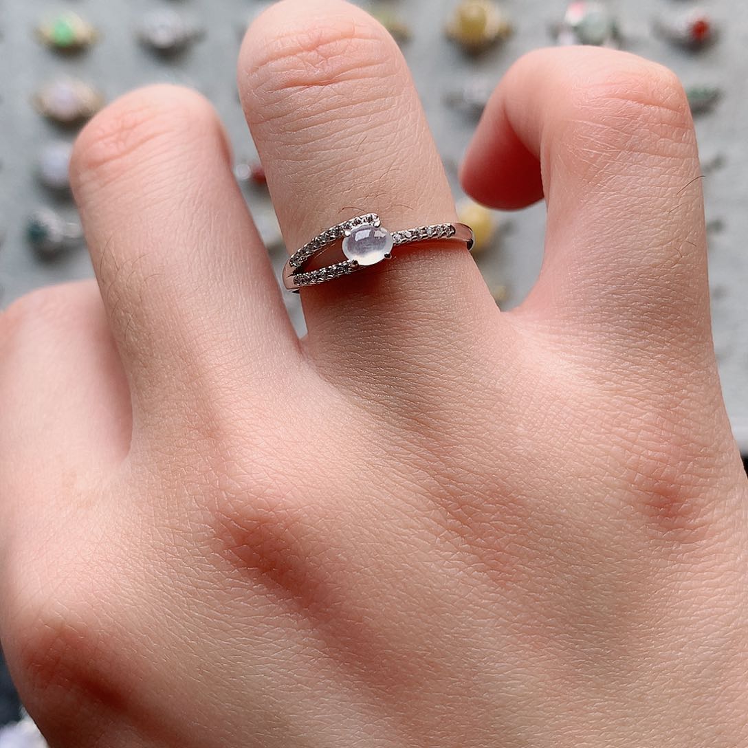 翡翠戒指银S925镶嵌0242