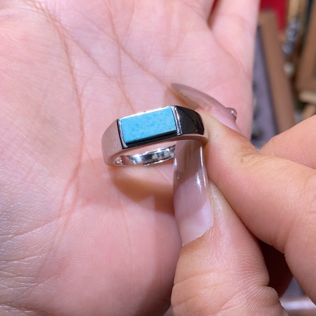 绿松石戒指银S925镶嵌洋*?戒指