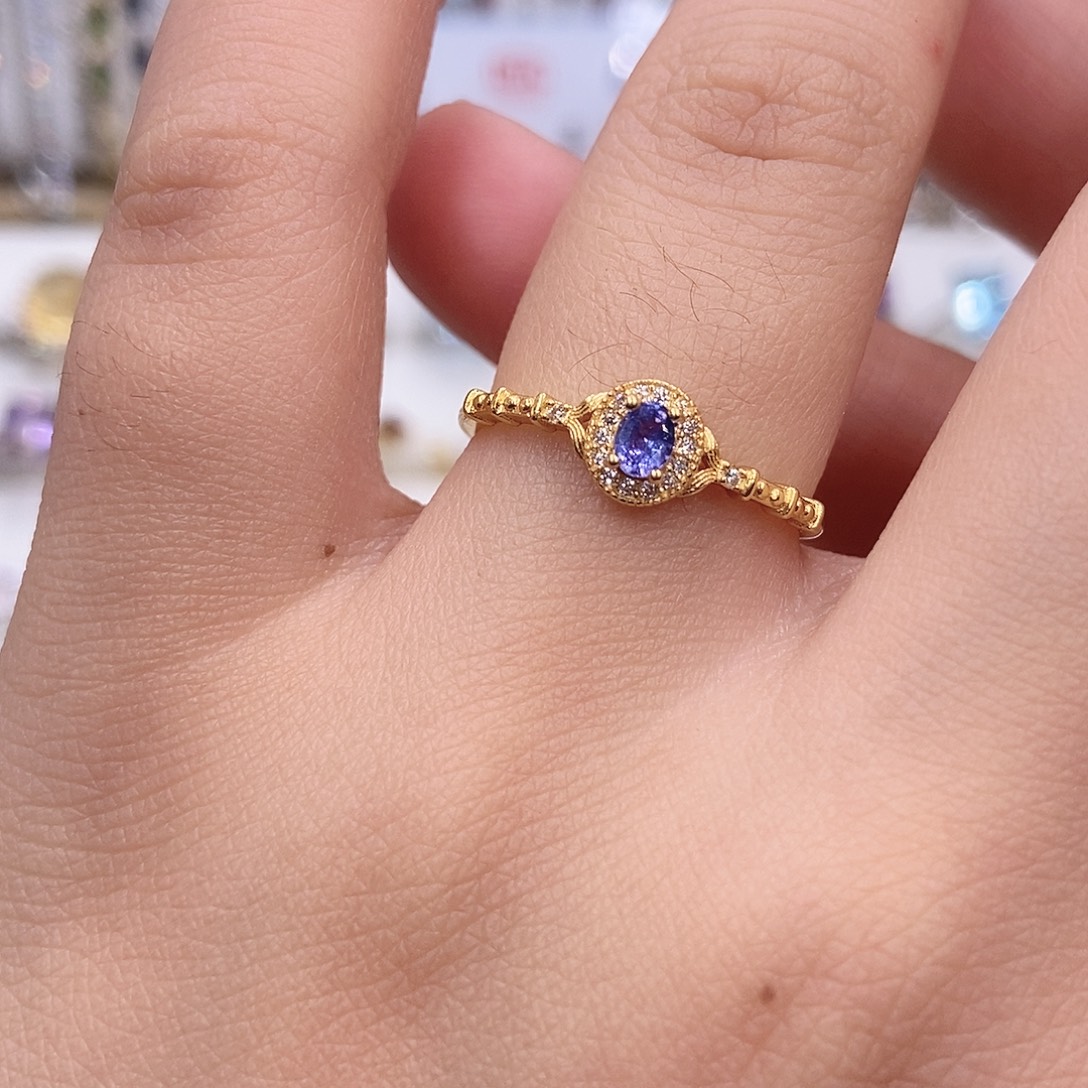 戒指银S925镶嵌坦桑石