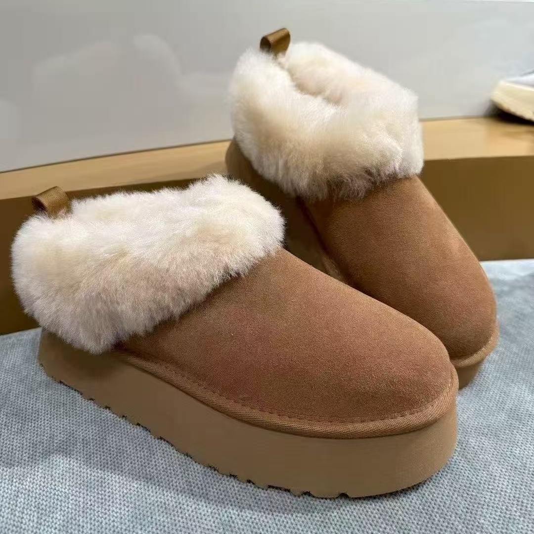 清仓【塔茨勒4CM】桑坡雪地靴羊皮毛一体加厚增高防滑棉鞋源头厂家