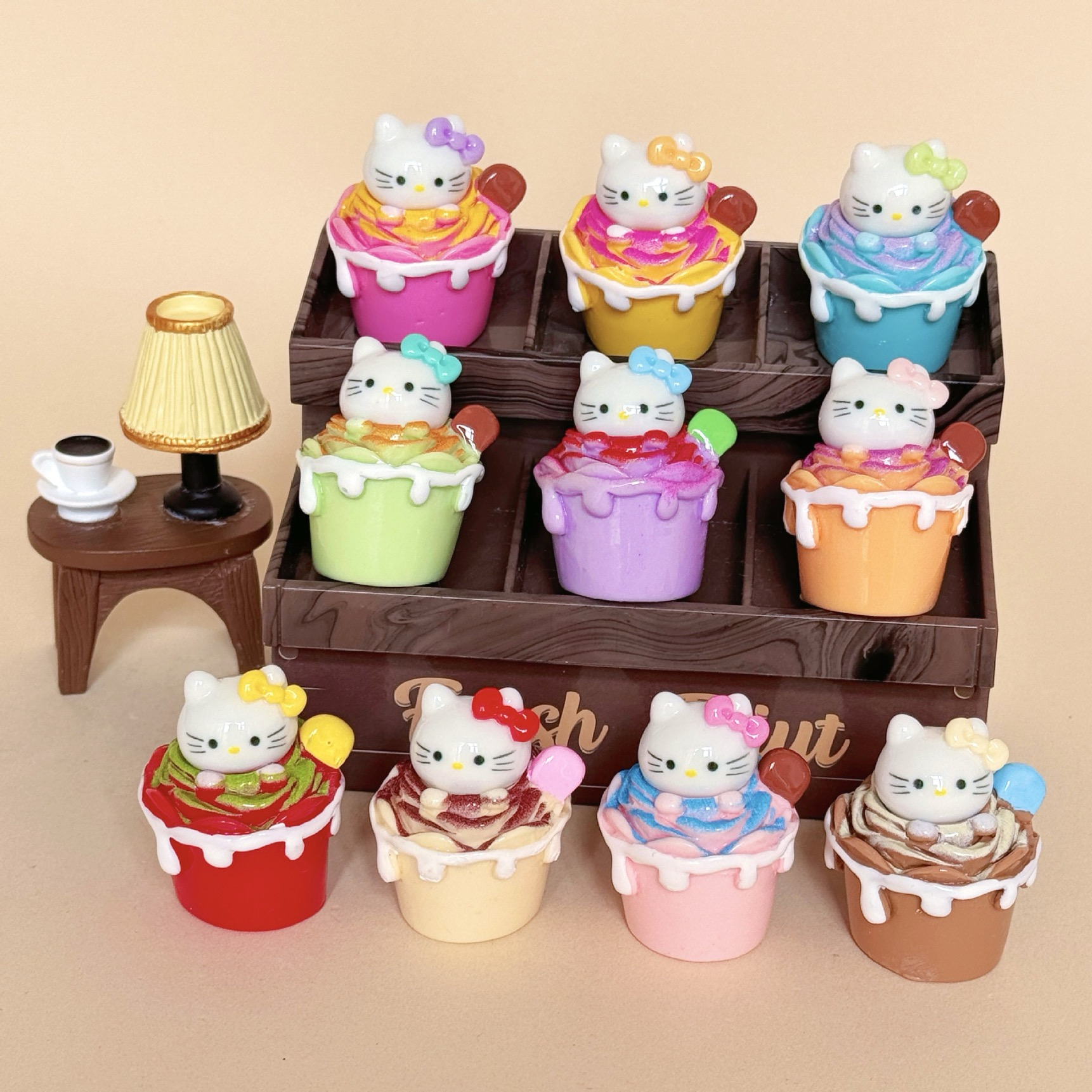 【双许愿+九宫格】圣代冰淇淋KT可爱卡通创意车载桌面家居摆件饰品